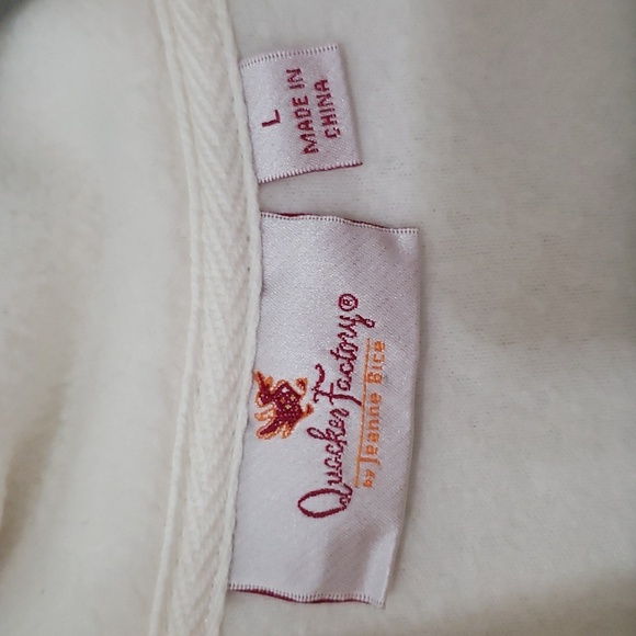 Quacker Factory Women Zip Fleece Vest Winter White Poinsettia Holiday Christmas - Picture 10 of 13
